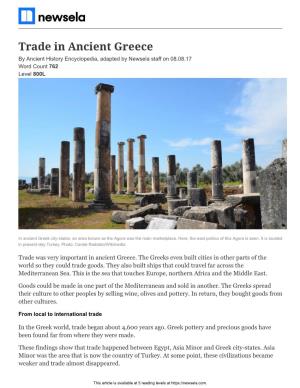Trade in Ancient Greece by Ancient History Encyclopedia, Adapted by Newsela Staff on 08.08.17 Word Count 762 Level 800L