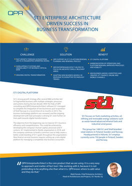 St1 Enterprise Architecture Driven Success in Business Transformation