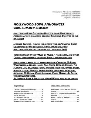 Hollywood Bowl Announces Summer Season 2004