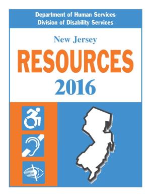 New Jersey RESOURCES 2016 Department of Human Services PO Box 700 Trenton NJ 08625-0700