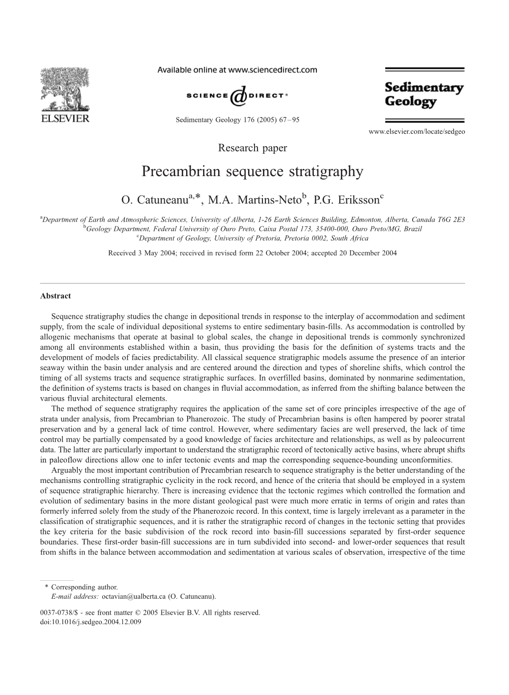 Precambrian Sequence Stratigraphy