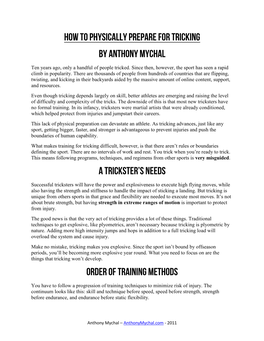HOW to PHYSICALLY PREPARE for TRICKING by Anthony Mychal Ten Years Ago, Only a Handful of People Tricked