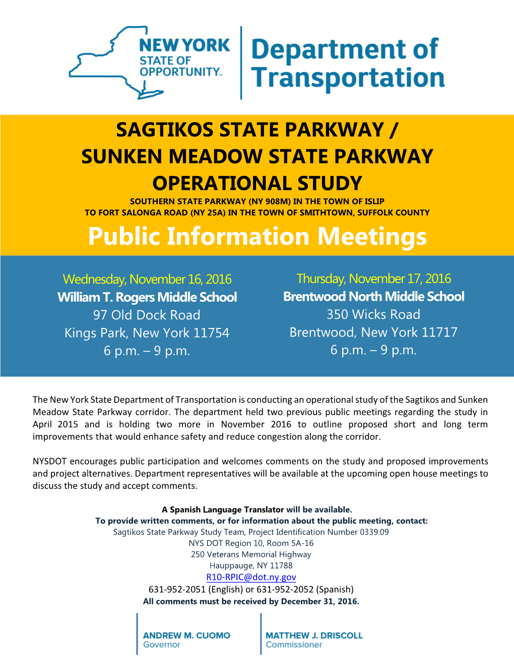 Public Information Meetings