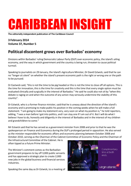 CARIBBEAN INSIGHT the Editorially Independent Publication of the Caribbean Council