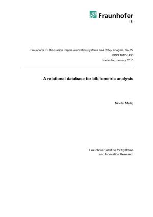 A Relational Database for Bibliometric Analysis