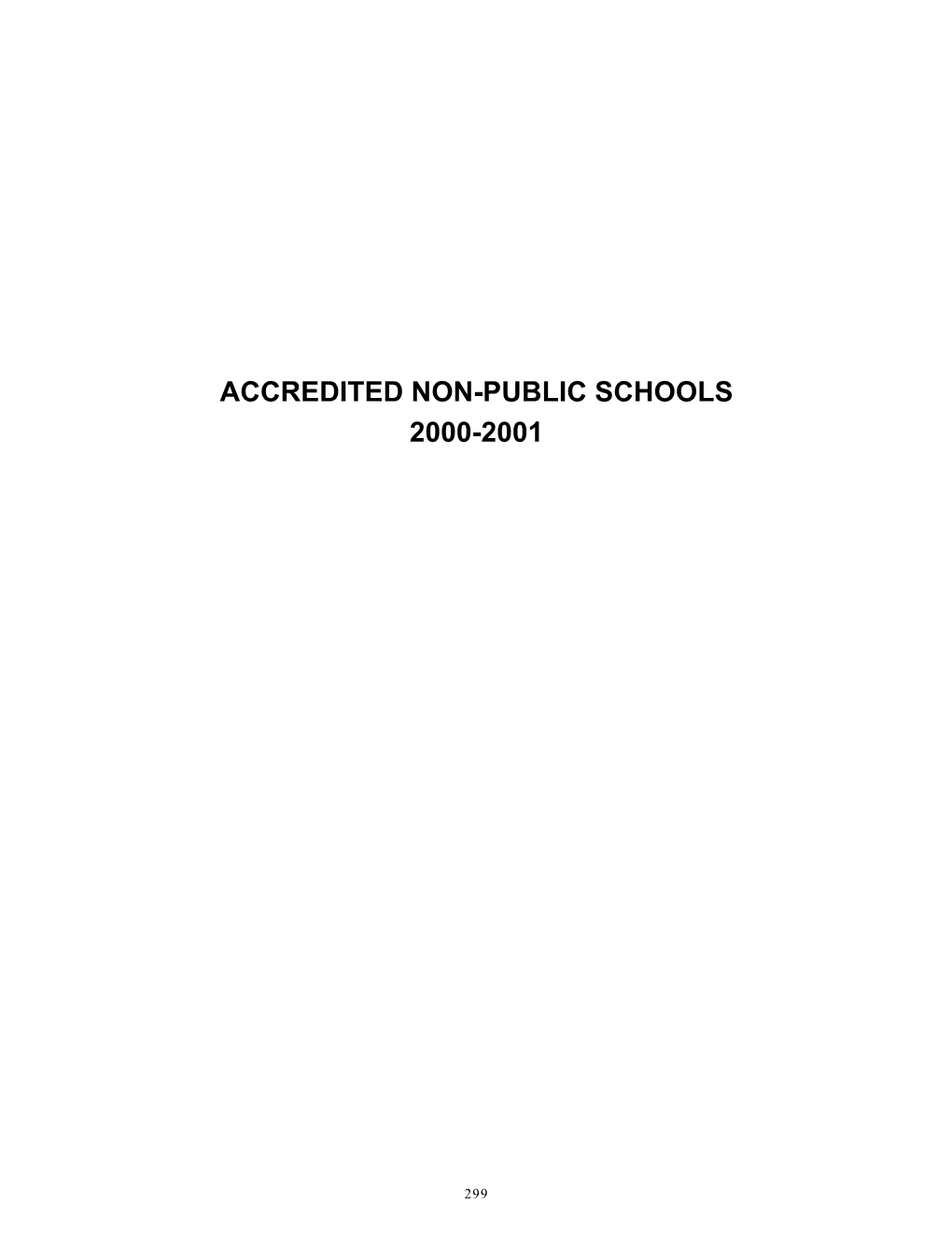 Accredited Non-Public Schools 2000-2001