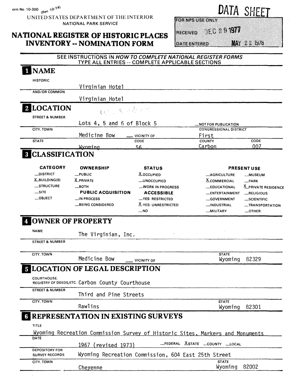 Virginian Hotel National Register Form Size