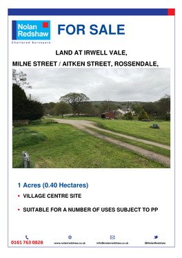 For Sale Land at Irwell Vale, Milne Street