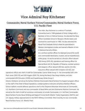 Vice Admiral Roy Kitchener