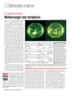 Commentary: Multimessenger Solar Astrophysics