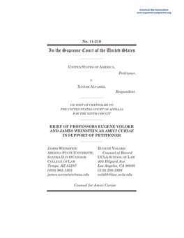 Professors Eugene Volokh and James Weinstein As Amici Curiae in Support of Petitioner