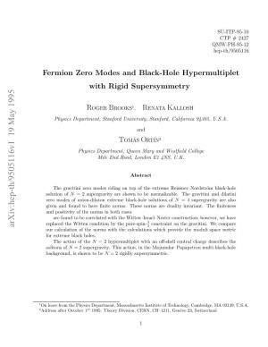Fermion Zero Modes and Black-Hole Hypermultiplets with Rigid Supersymmetry