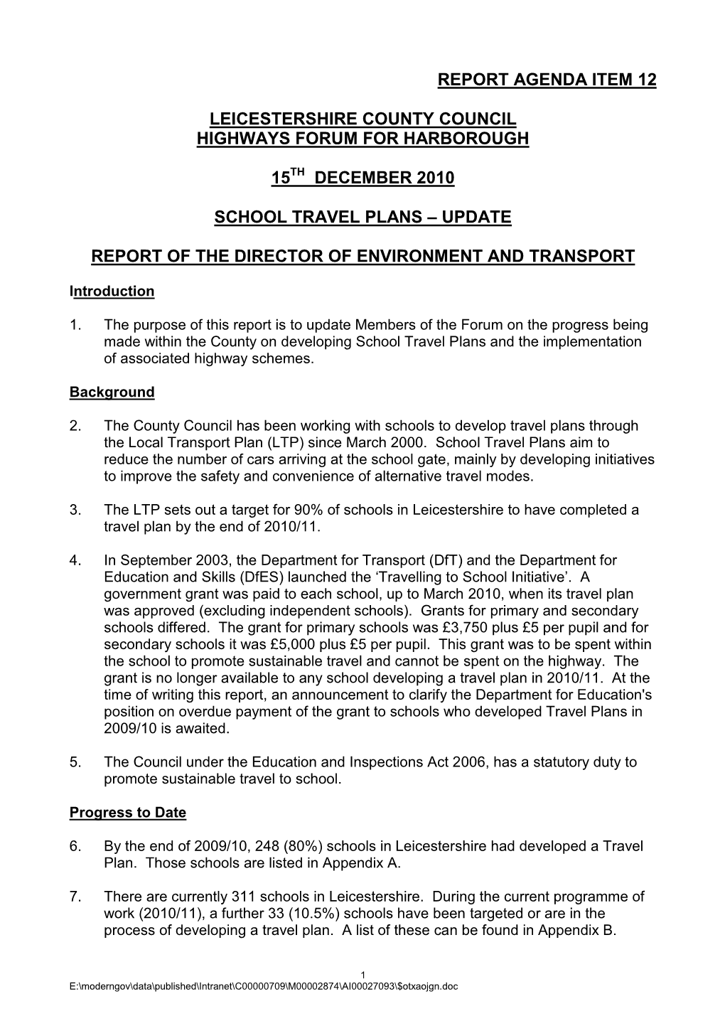 Report Agenda Item 12 Leicestershire County