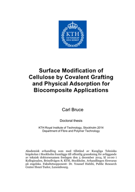 Surface Modification of Cellulose by Covalent Grafting and Physical Adsorption for Biocomposite Applications