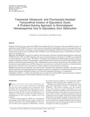 And Fluoroscopic-Assisted Transurethral Incision of Ejaculatory Ducts: a Problem-Solving Approach to Nonmalignant Hematospermia Due to Ejaculatory Duct Obstruction