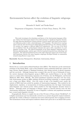 Environmental Factors Affect the Evolution of Linguistic Subgroups in Borneo