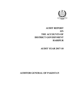 Audit Report on the Accounts of District Government Haripur Audit Year 2017