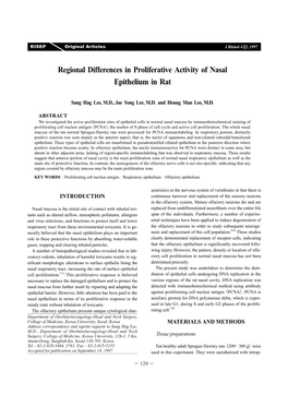 Regional Differences in Proliferative Activity of Nasal Epithelium in Rat