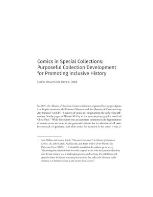 Comics in Special Collections: Purposeful Collection Development for Promoting Inclusive History