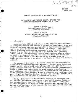 Central Region Technical Attachment 91-23 an Excessive Lake