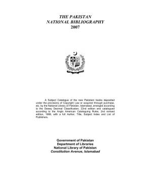 The Pakistan National Bibliography 2007
