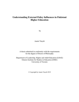 Understanding External Policy Influences in Pakistani Higher Education