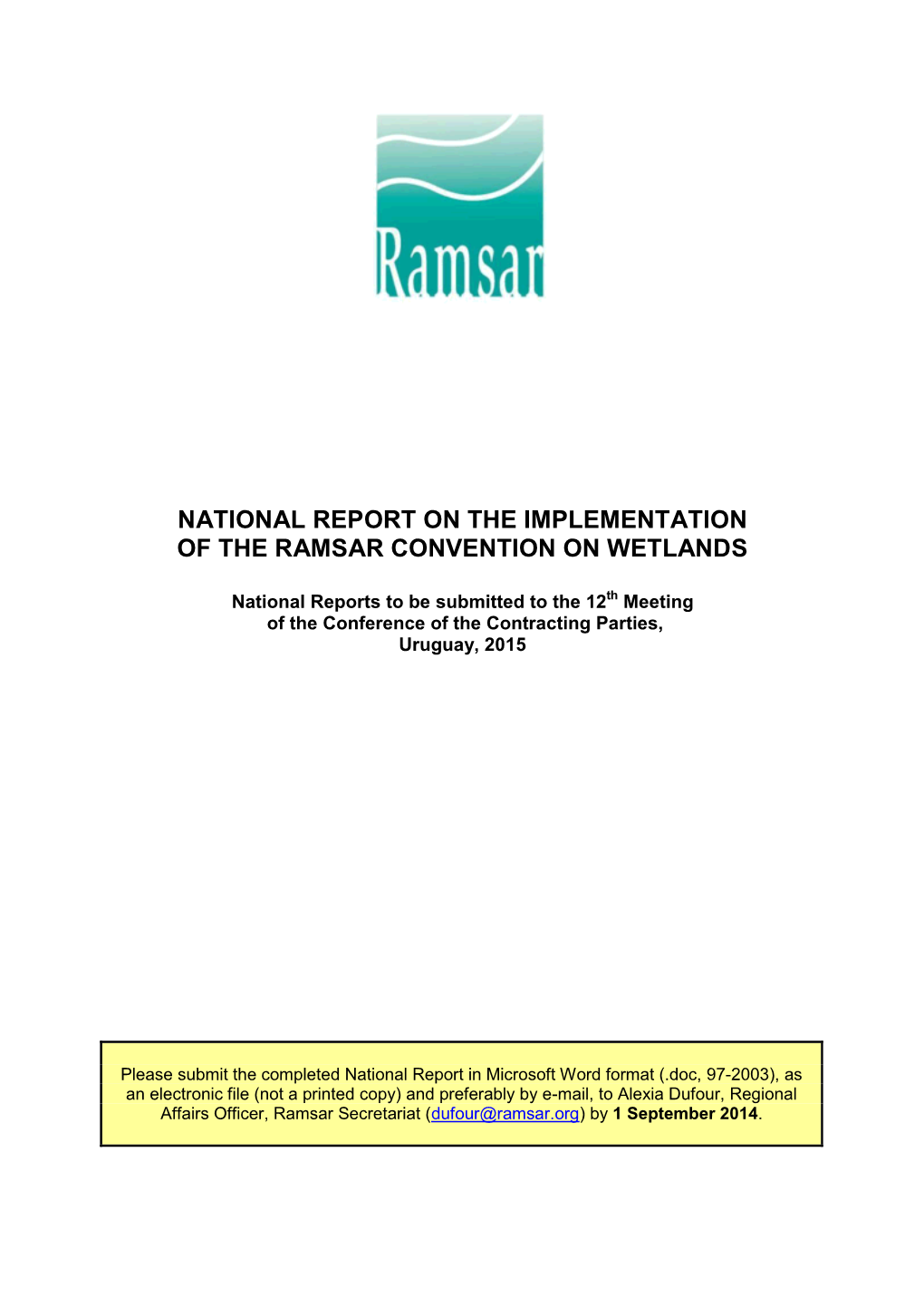 National Report on the Implementation of the Ramsar Convention on Wetlands