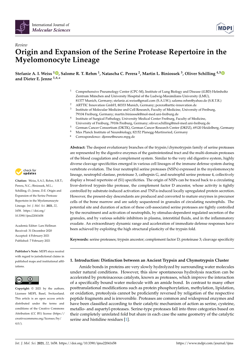 Origin and Expansion of the Serine Protease Repertoire in the Myelomonocyte Lineage