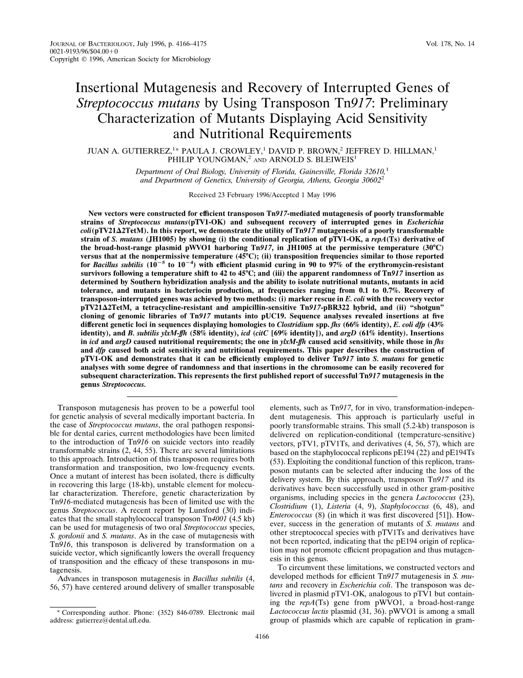 Insertional Mutagenesis and Recovery of Interrupted Genes Of