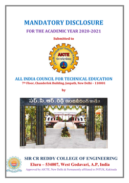 Mandatory Disclosure for the Academic Year 2020-2021