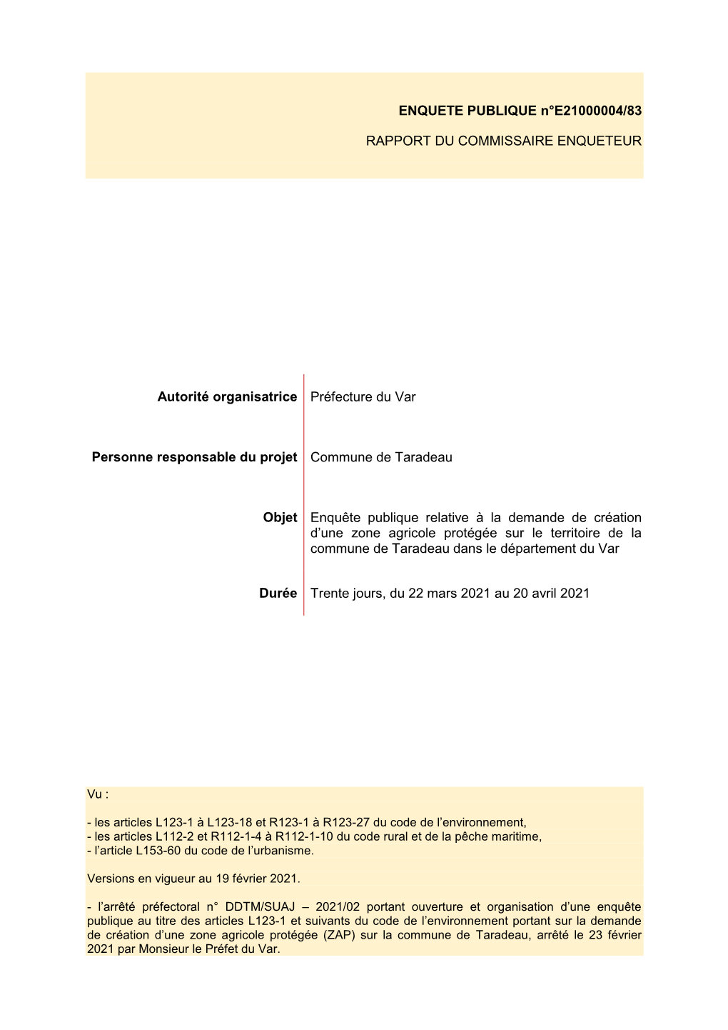 Taradeau-Rapport Et Annexes 1