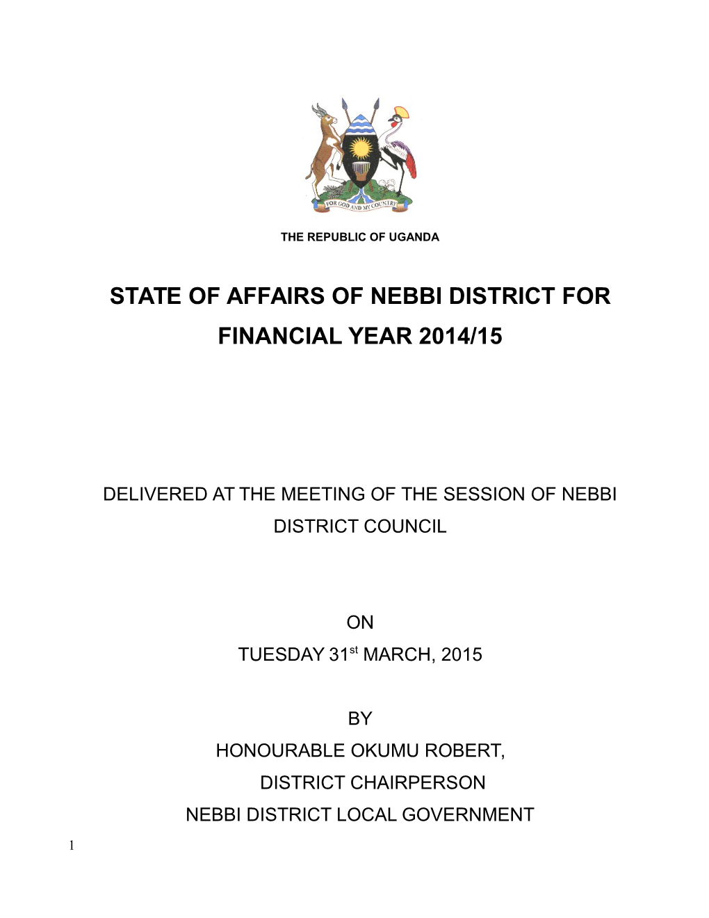 State of District Affairs 2014/15