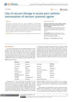 Use of Vacuum Therapy in Access Port Catheter Extravasation of Vesicant Cytotoxic Agents