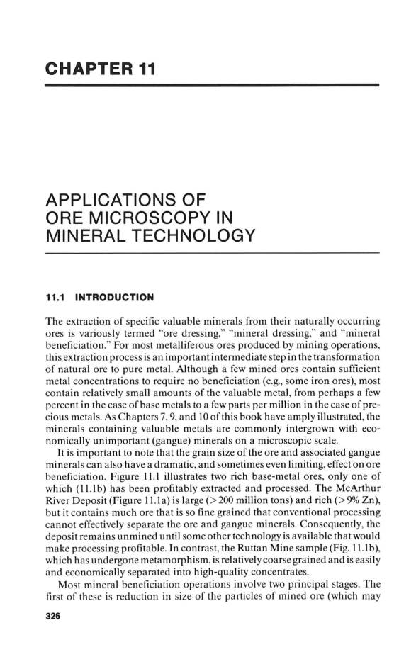 Chapter 11 Applications of Ore Microscopy in Mineral Technology