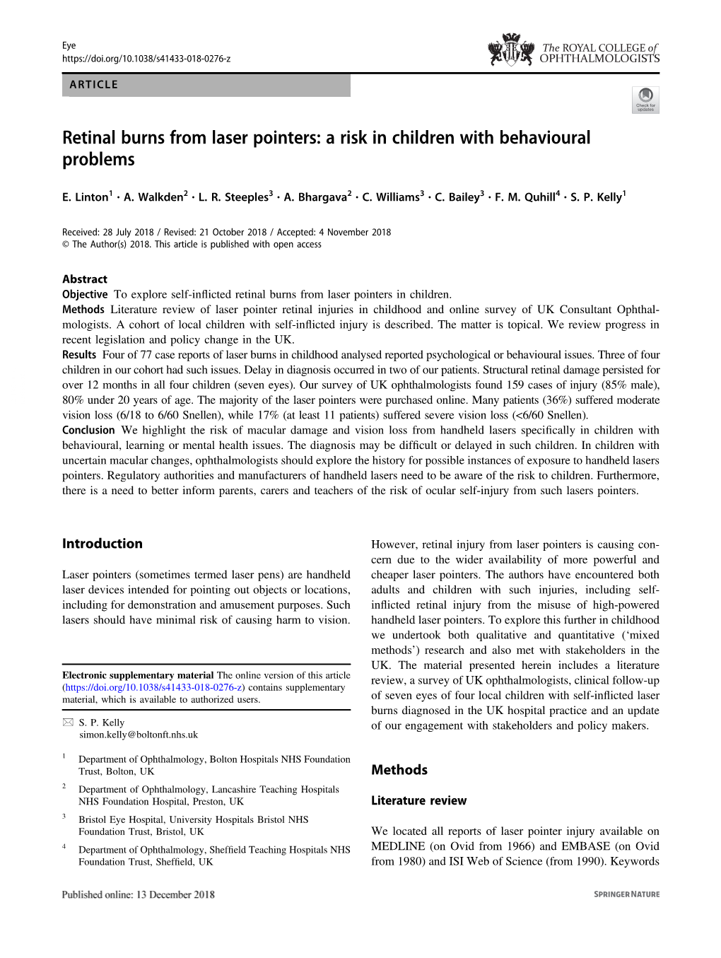 Retinal Burns from Laser Pointers: a Risk in Children with Behavioural Problems