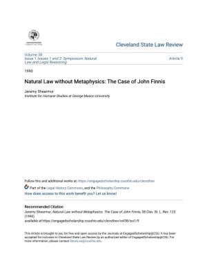 Natural Law Without Metaphysics: the Case of John Finnis