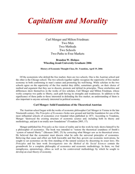 Capitalism and Morality ______