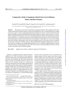 Comparative Study of Apoptosis-Related Gene Loci in Human, Mouse and Rat Genomes