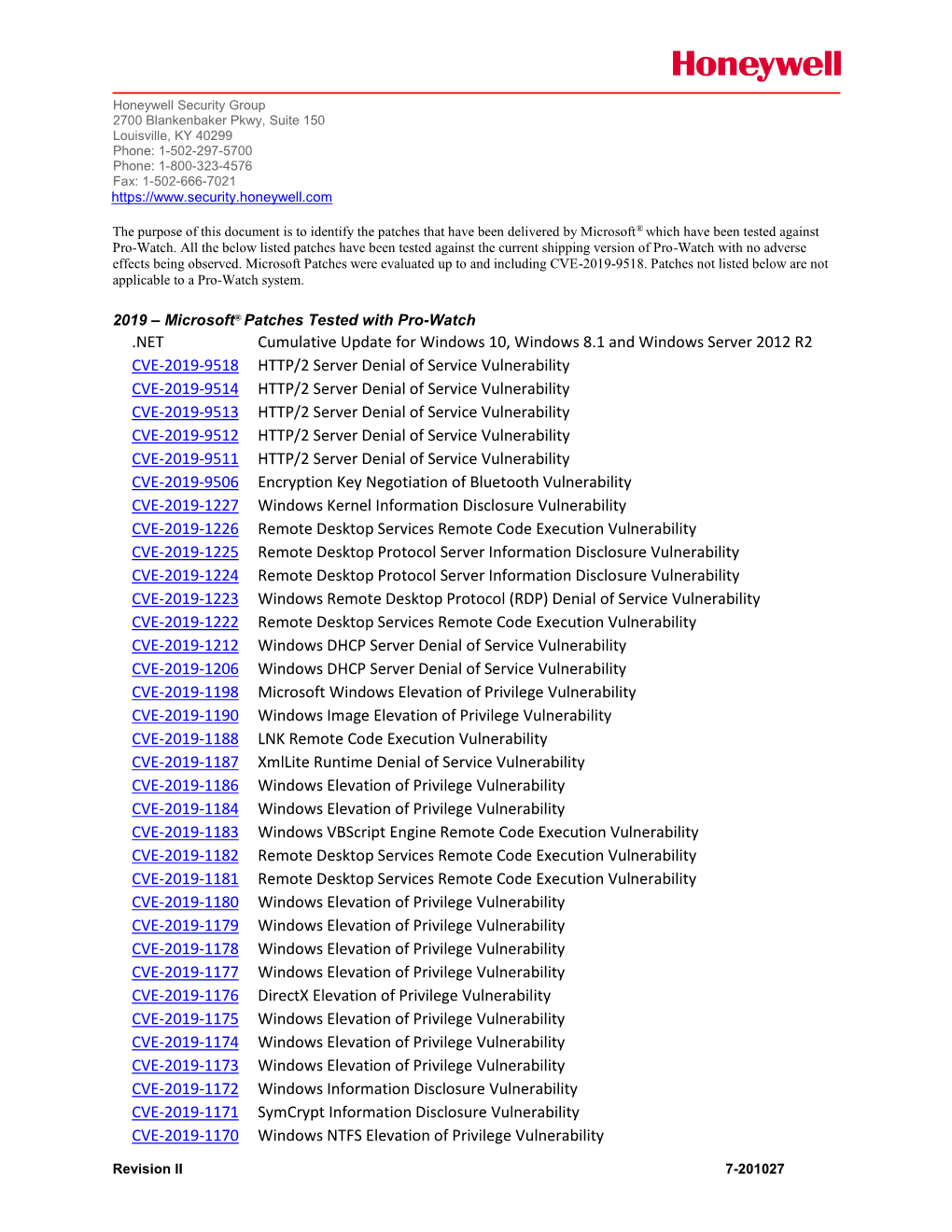 Microsoft Patches Were Evaluated up to and Including CVE-2019-9518