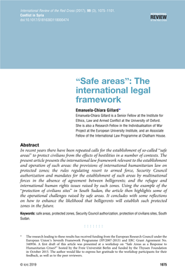 “Safe Areas”: the International Legal Framework