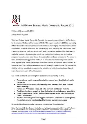 JMAD New Zealand Media Ownership Report 2012
