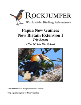 Papua New Guinea: New Britain Extension I Trip Report