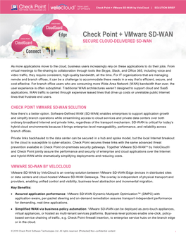 Check Point + Vmware SD-WAN by Velocloud | SOLUTION BRIEF