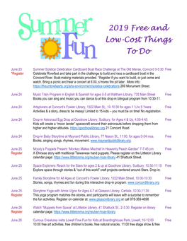 2019 Free and Low-Cost Things to Do