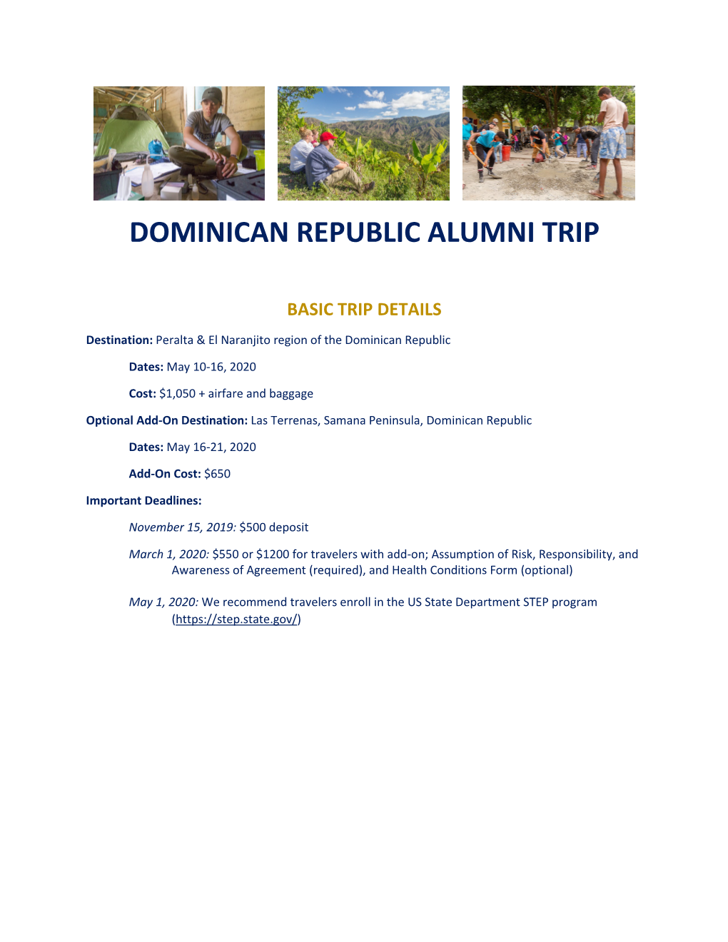 Dominican Republic Alumni Trip