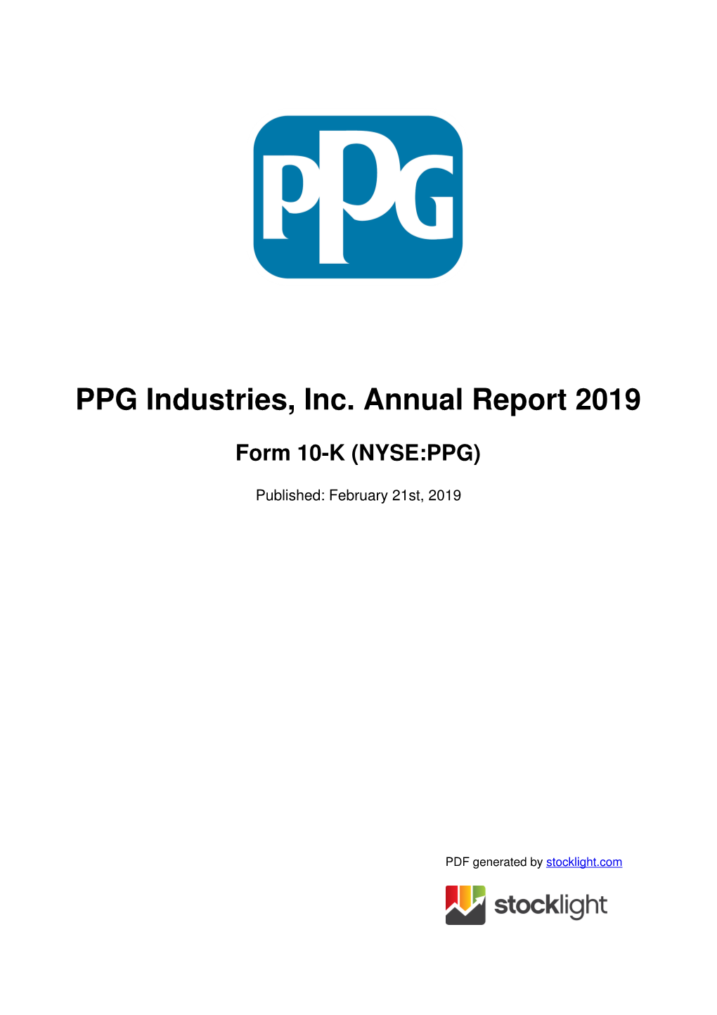 PPG Industries, Inc. Annual Report 2019