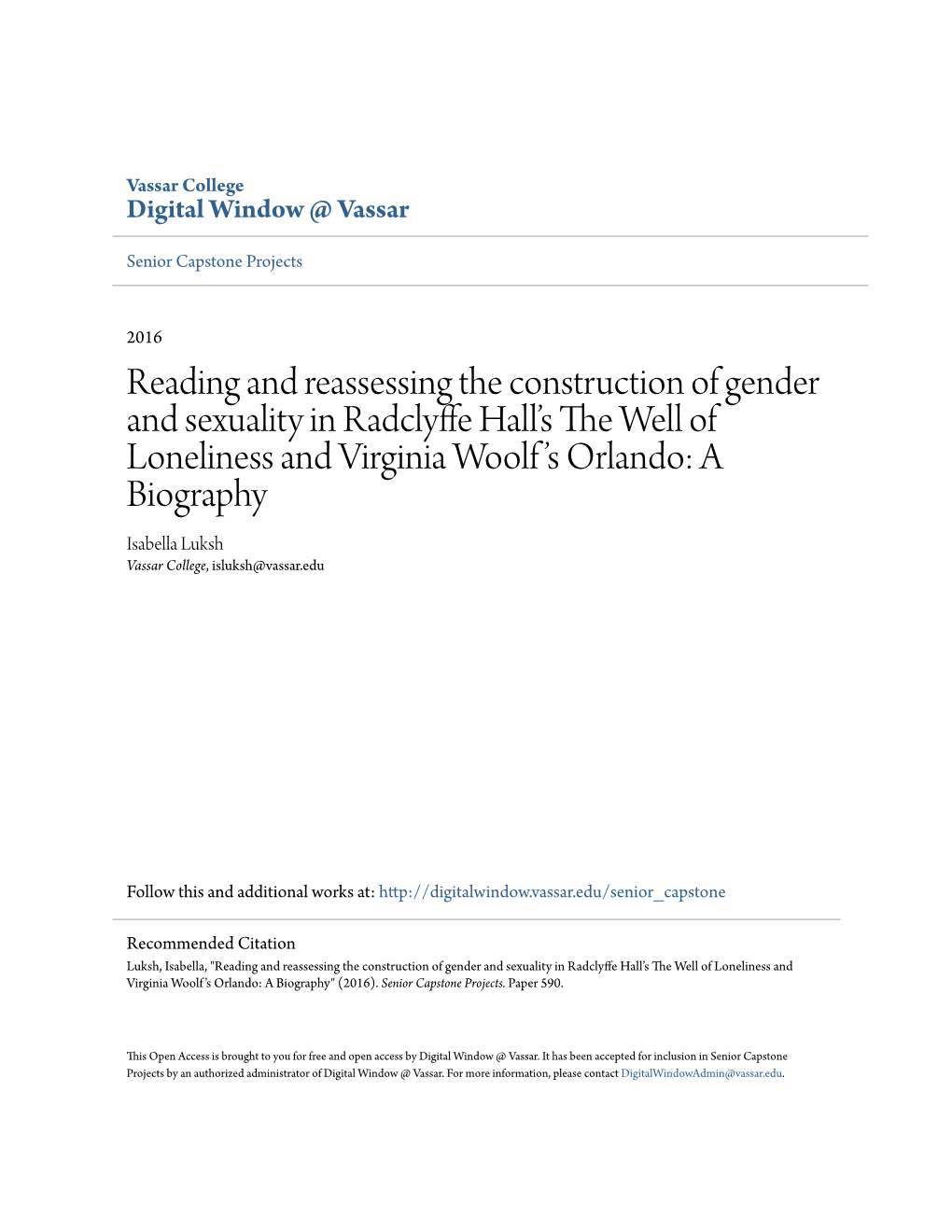 Reading and Reassessing the Construction of Gender and Sexuality