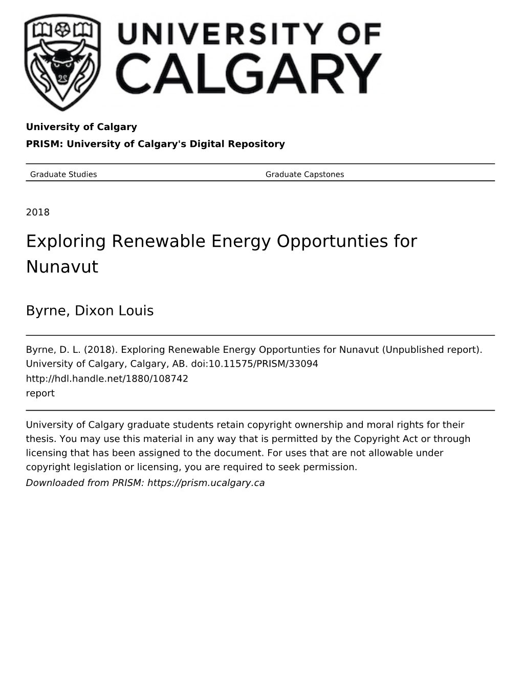 Exploring Renewable Energy Opportunties for Nunavut