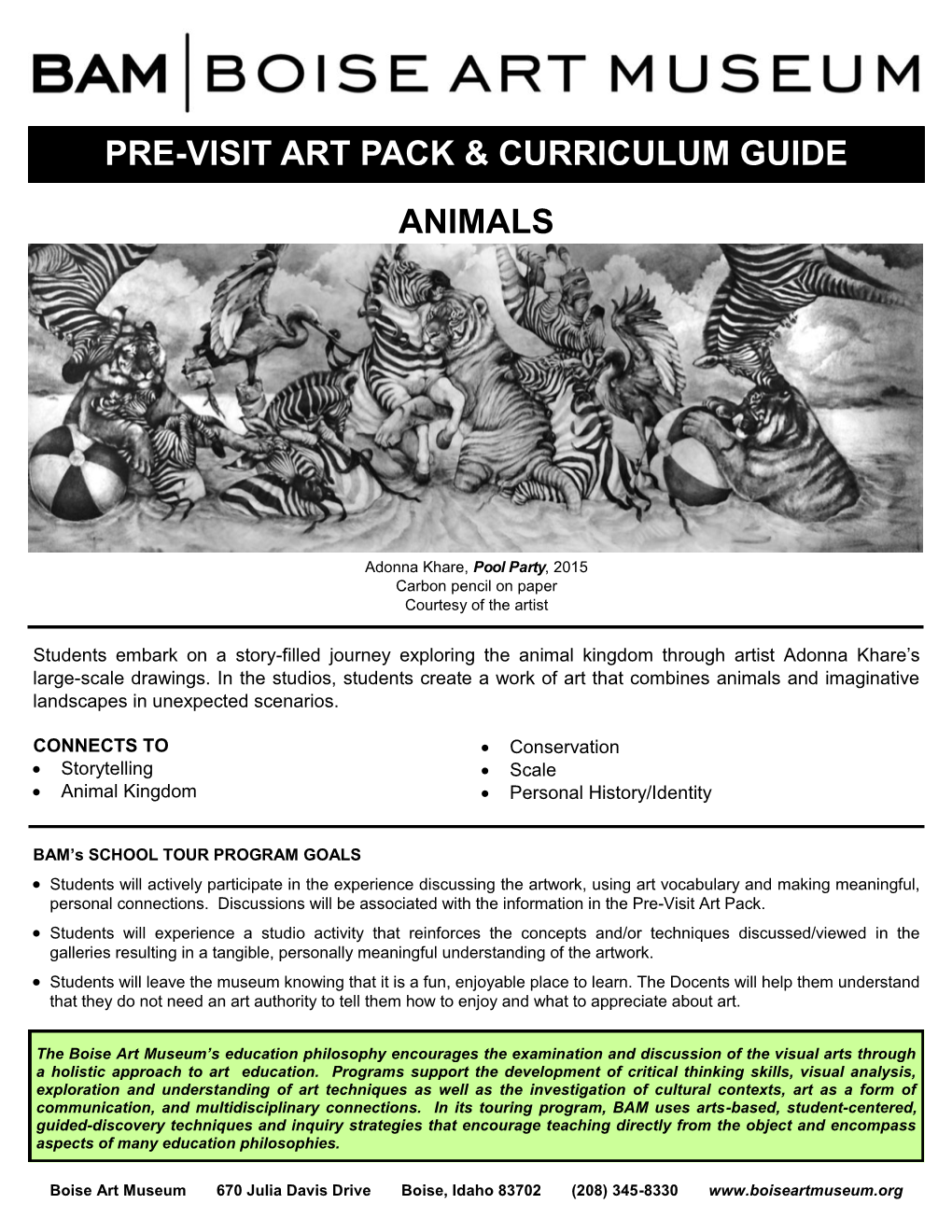 Pre-Visit Art Pack & Curriculum Guide Animals