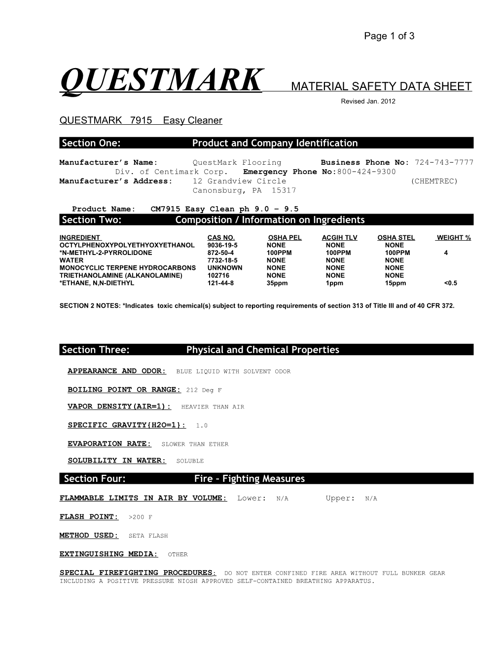 Material Safety Data Sheet s68